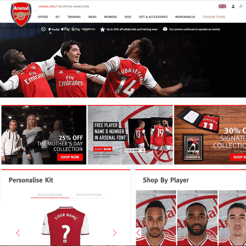 Arsenal Direct, Official Online Store